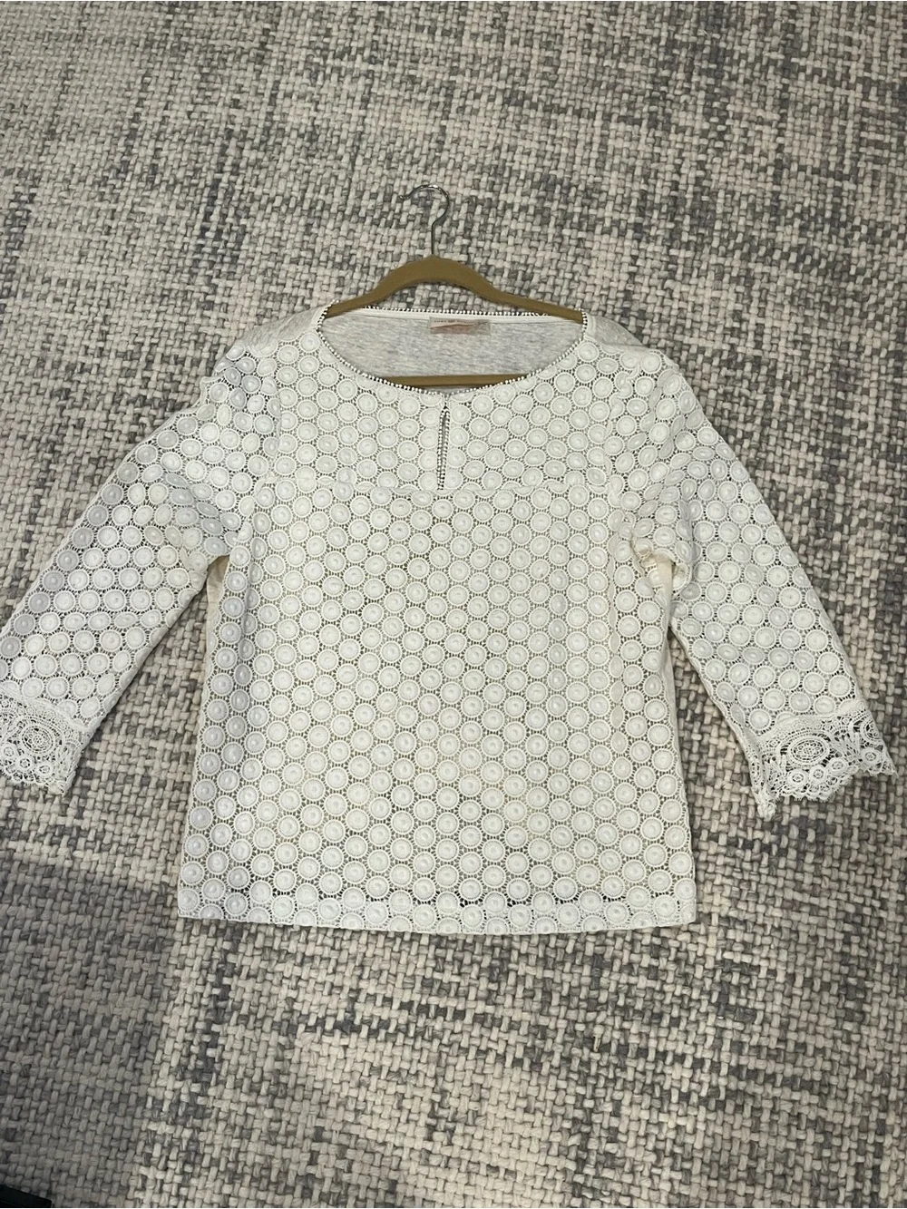 Tory Burch Ivory Lace Crochet Tunic Top - Women